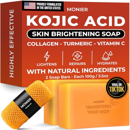 MONIER Kojic Acid Soap Bar for Dark Spots with Turmeric & Collagen