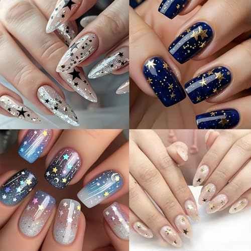 NBNTGH Xmas Nail Glitter Sequins 12 Colors 3D Holographic Star Nail Decals