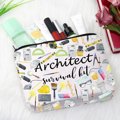 Architect Survival Kit Makeup Bag - Durable Canvas Cosmetic Pouch