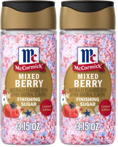 McCormick Mixed Berry Finishing Sugar - Coarse Sweetener for Desserts & Drinks (Pack of 2)