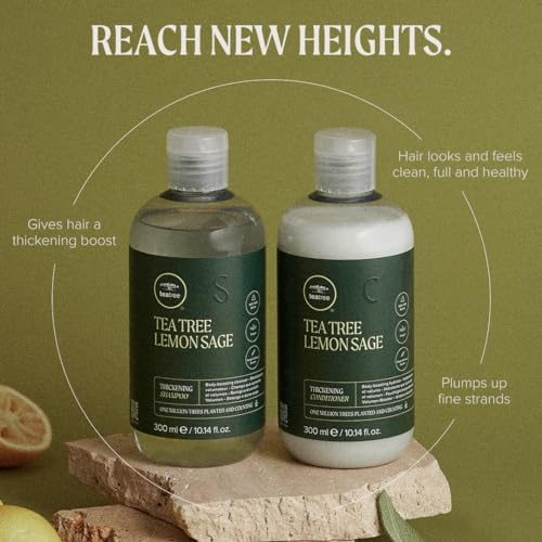 Tea Tree Lemon Sage Thickening Shampoo for Fine Hair – Volumizing Formula