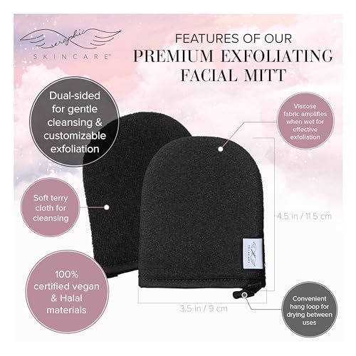 Dual-Sided Exfoliating Facial Mitt for Gentle Cleansing
