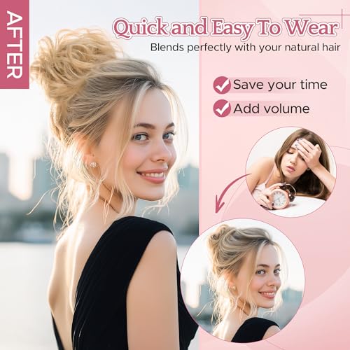 SEGO Human Hair Messy Bun Scrunchie - 25g Ash Blonde & Bleach Blonde