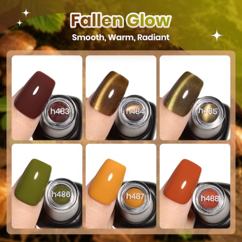 Beetles Fall Gel Nail Polish Set, Burgundy, Olive, Mustard & Orange | Fallen Glow