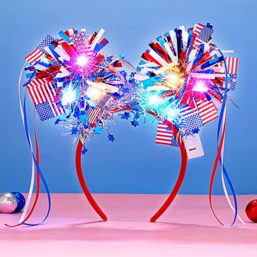 Light Up 4th of July Patriotic Headband with LED Lights