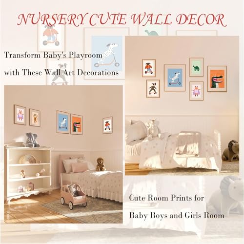 Cartoon Animal & Vehicle Canvas Wall Art - 12Pcs Nursery Decor