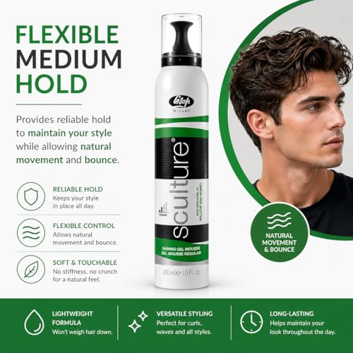 Lisap Sculture Shining Gel Mousse - Wet Look Hair Mousse 10 fl oz