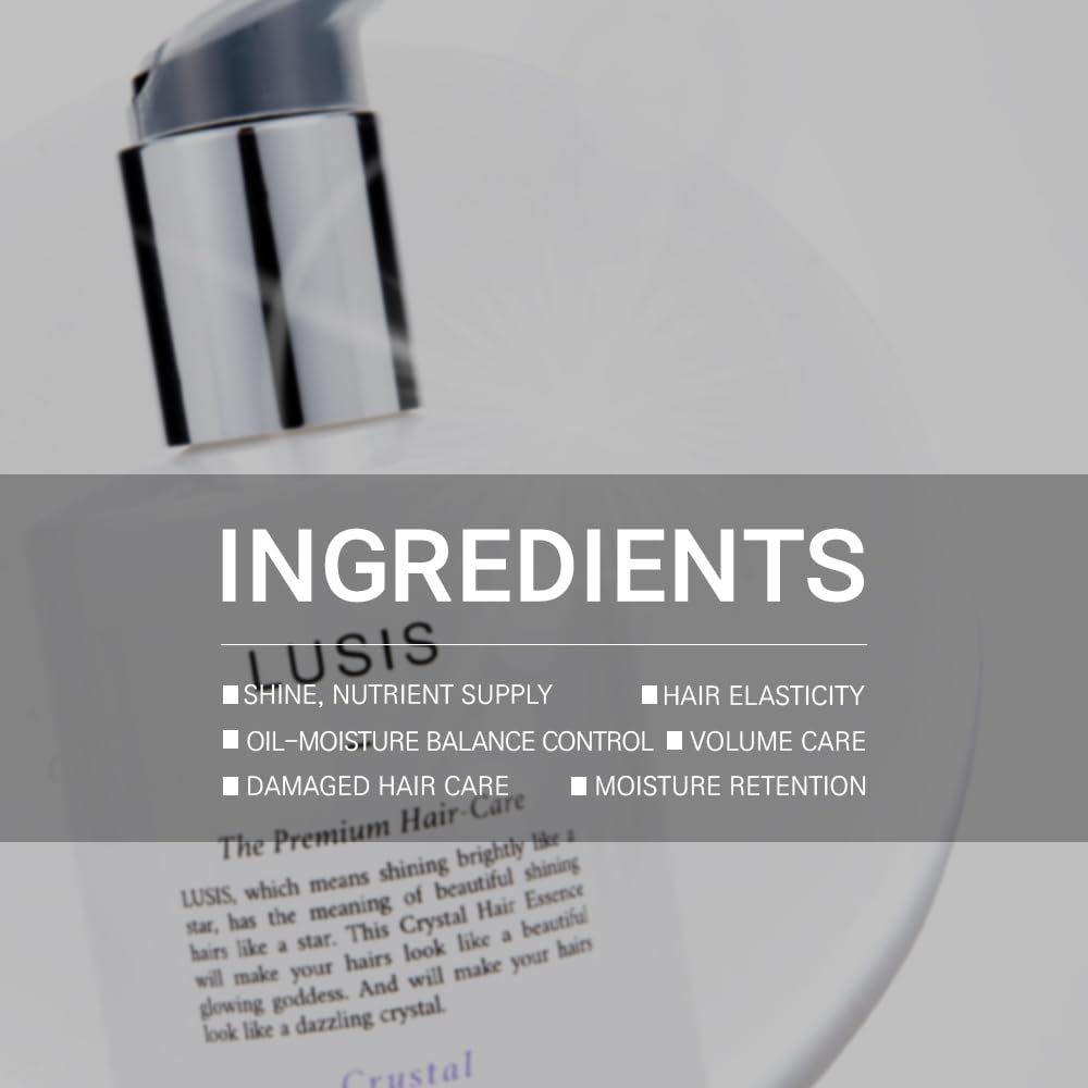 LUSIS Crystal Hair Essence – Protein & Keratin Leave-In Treatment for Damaged Hair Repair, Volume Boost & Shine -6 Oil Blend for Smooth, Frizz-Free, Silky, Healthy Hair, 4.22 fl.oz (K-Beauty Hair Oil)
