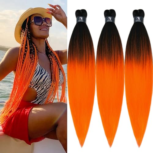 UPruyo 26-Inch Pre-Stretched Ombre Braiding Hair, Synthetic Yaki Extensions (3 Packs)