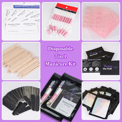 Uyolaxed Disposable Nail Supplies Kits - Black, 350pcs, 50 Sets