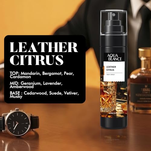 AQUA BLANCE Men's Body Spray, Long-Lasting Fragrance Set, 3 x 3.4 Fl Oz