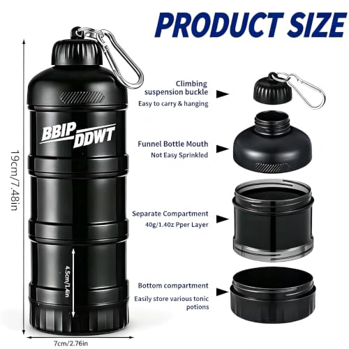 Portable 3-Layer Protein Powder Container - Leakproof & Stackable