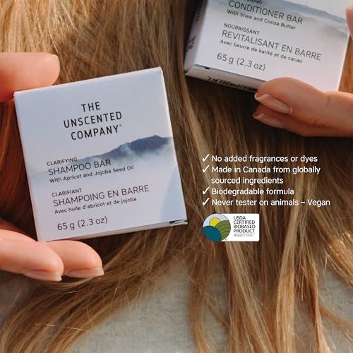 Unscented Clarifying Shampoo Bar for Fine to Wavy Hair 1 Pack (2.3 oz) - Vegan, Cruelty-Free, Biodegradable