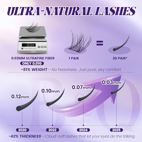 B&Q Natural Lash Clusters - Wispy Invisible Band, 144PCS