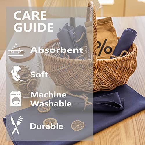 Navy Blue Cloth Napkins Set of 12 - 17x17 Inch Polyester Dinner Napkins
