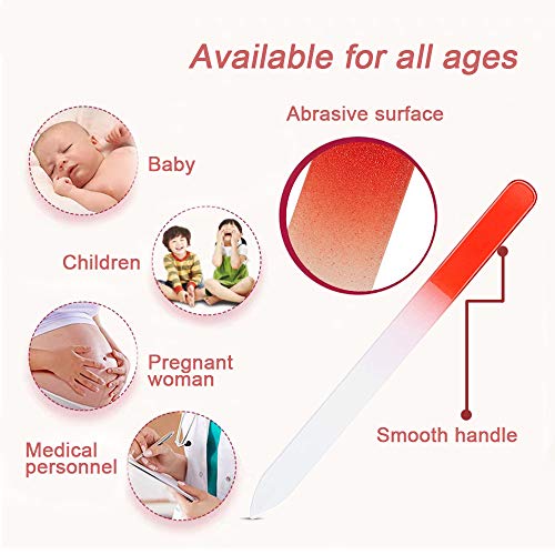 5-Pack Glass Nail Files with Cases - Double-Sided Crystal Nail Care