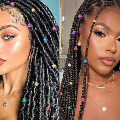 100PCS Multicolor Hair Rings for Braids & Dreadlocks - Adjustable Metal Cuffs