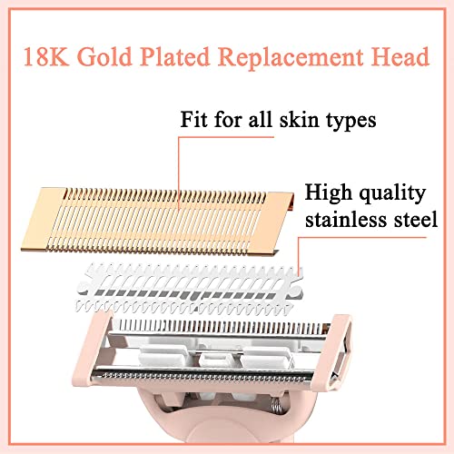 Flawless Nu Razor Replacement Heads, Rose Gold Plated Body With Covers, Compatible Hair Remover Head for Finishing Touch Women's Razor (2 Count)