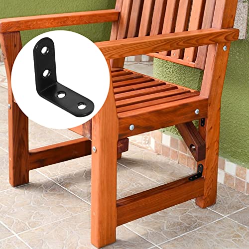 20 Pcs Black Stainless Steel L Brackets for Furniture Repair