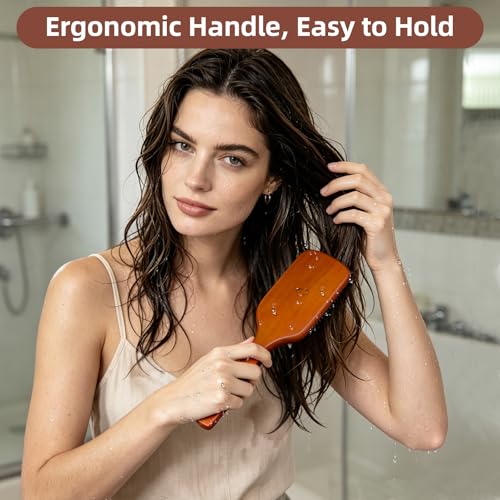 Large Wooden Hair Brush – Detangling Paddle for All Hair Types