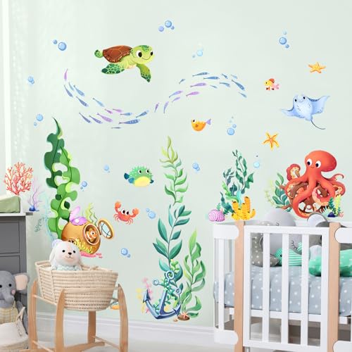 Under the Sea Wall Decals - Ocean Fish, Turtles & Octopuses for Kids