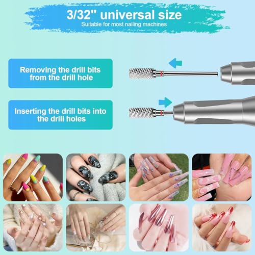 Lermende 6-Piece Tungsten Carbide Nail Drill Bit Set - 3/32" Universal
