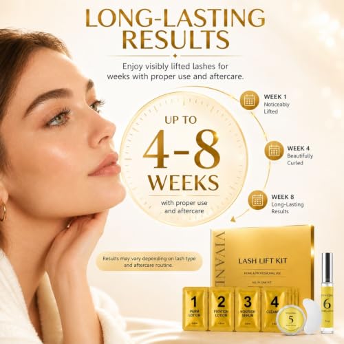 Vivandra Lash Lift Kit for Home Salon-Style Eyelash Perm, 5 Sachets