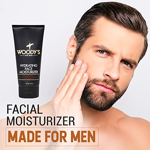 Woody's Face Moisturizer for Men with Menthol - Hydrating Daily Lotion 5 fl oz