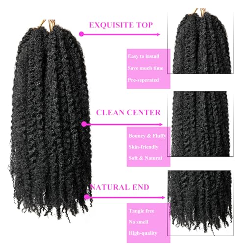 XSASLYET Marley Twist Braiding Hair 18 Inch 1B - 8 Packs, Afro Kinky Texture