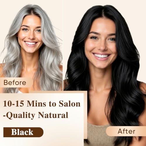 Black Hair Dye Shampoo 3-in-1 for Natural Gray Coverage