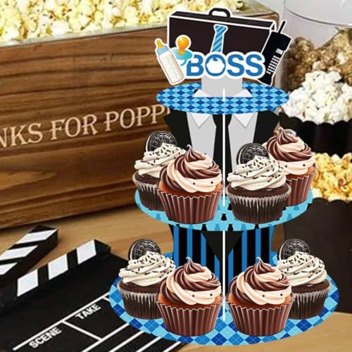 Zliisang 3-Tier Black Bow Tie Cupcake Stand for Birthday Parties
