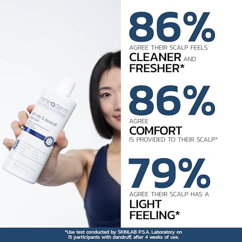 Mineaderm Anti-Dandruff Shampoo for Oily & Itchy Scalp - Vegan, Silicone-Free, Tea Tree & Peppermint - 10.1 fl oz