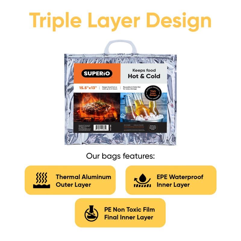 Superio Insulated Food Delivery Bags for Hot & Cold Storage