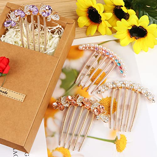 MIKIMIQI Pearl Rhinestone Butterfly Hair Fork Clips for Updo & Vintage Styles