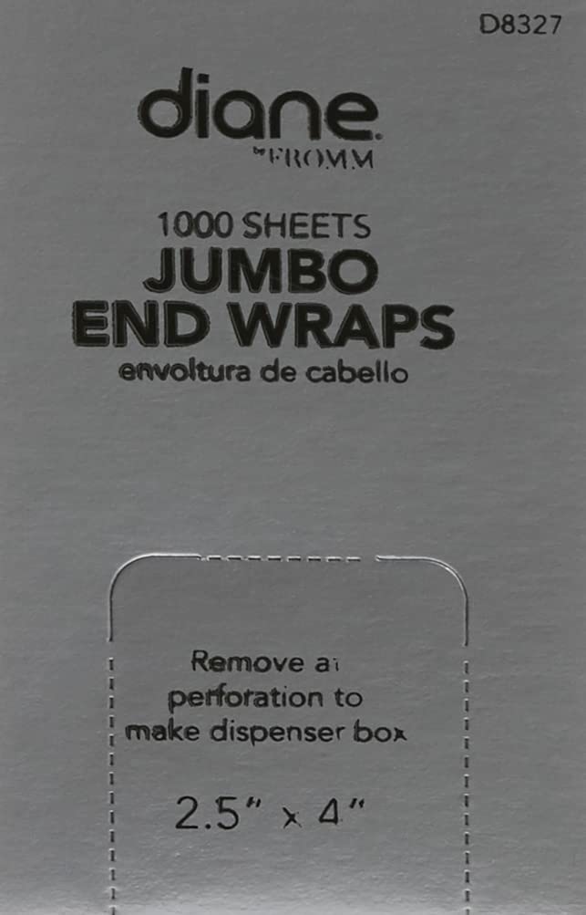 Diane Jumbo End Wraps - 1000 Pack for Hair Styling | Large 2.5” x 4” White