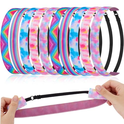 WILLBOND 10 Pcs Tie Dye Non-Slip Athletic Headbands for Women