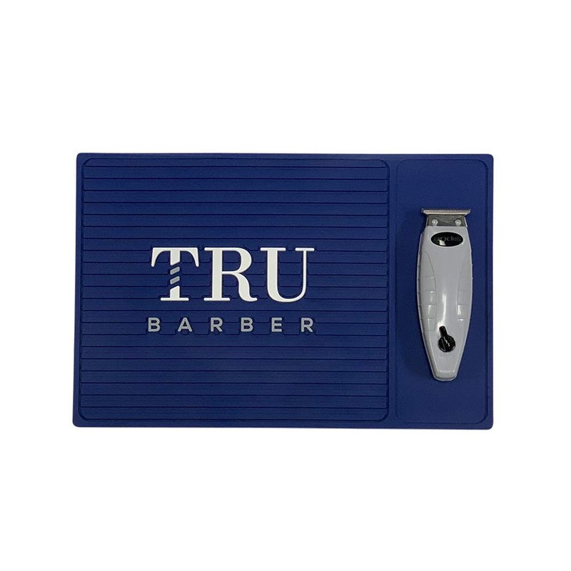 TRU BARBER ORGANIZER MAT 14'X 9' (BLUE) Flexible PVC Station Pad, Salon & Barbershop Work Station, Anti-Slip Counter Mat for Clippers
