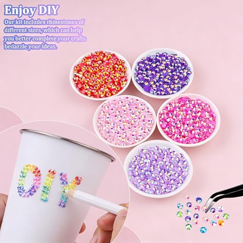 3mm 40-Color Resin Jelly Rhinestones Kit with B7000 Glue - 32000 Pcs for Crafts & Nail Art