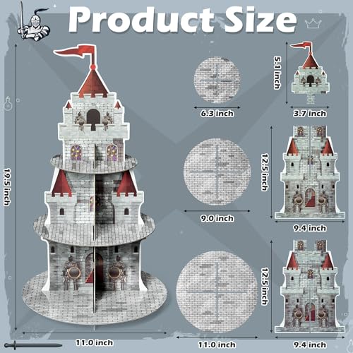 Medieval Knight Cupcake Stand - 3 Tier Castle Dessert Holder