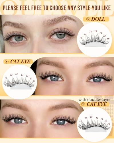 QUEWEL DIY Lash Cluster Kit with 300PCS Wispy Lashes, Bond and Seal