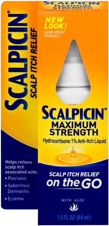 Scalpicin Maximum Strength Scalp Treatment - Fragrance-Free Liquid for Itchy Scalp, Dermatitis & Psoriasis | 1.5 fl oz