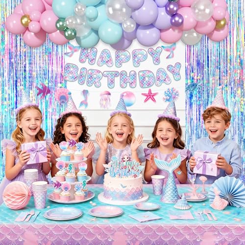 Amandir Mermaid Birthday Party Decorations Set - 67 Pcs