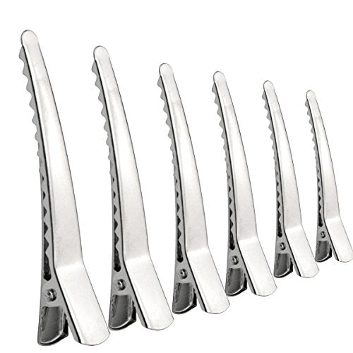 100 Pcs 6cm Silver Metal Alligator Hair Clips for Thick & Thin Hair