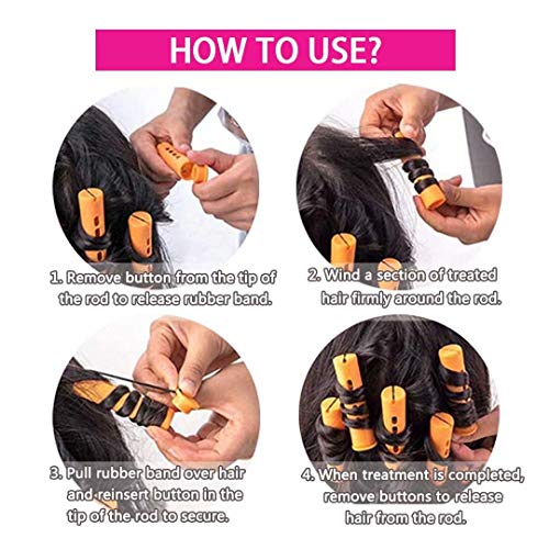100pcs Perm Rods Set - Cold Wave Rollers in 5 Sizes (Orange, Purple, Gray, Blue, Yellow)