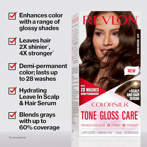 Revlon ColorSilk Demi-Permanent Hair Color with Leave-In Serum - Black