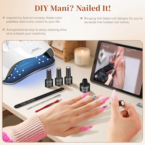 YALSYNY 60-Piece Gel Nail Polish Kit with 55 Colors and Top & Base Coat