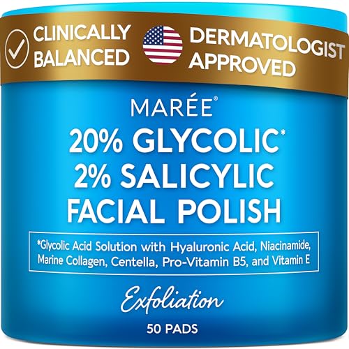 MAREE Glycolic Acid & 2% Salicylic Acid Exfoliating Toner Pads (50 Count)