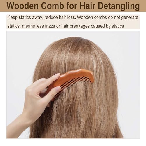 Wooden Labor Comb with Wrist Strap for Pain Relief & Hair Growth