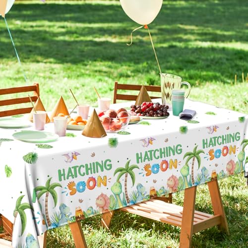 Dinosaur Baby Shower Tablecloths - 3 Pack, Hatching Soon Design