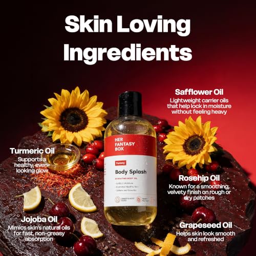 Her Fantasy Box Yummy Hydrating Body Oil 8 Fl Oz - Moisturizing, Non-Greasy Skincare